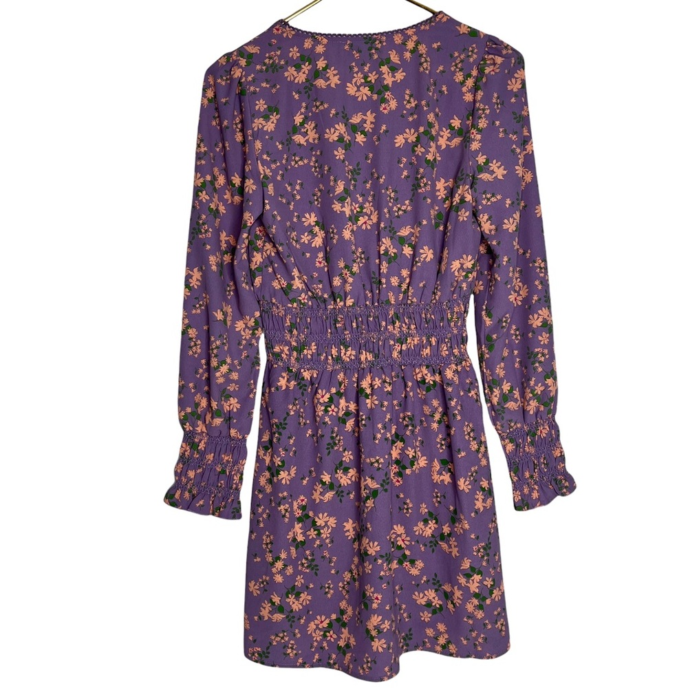 NWT WAYF Lavender Floral Boho Long Sleeve Mini Dress Size XS - Picture 3 of 12